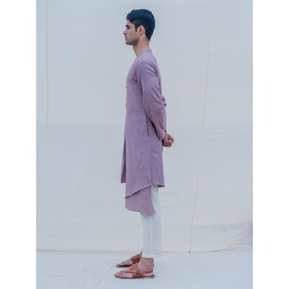 Bohame Cotton X Linen Mauve Kurta With Pajama (Set of 2)