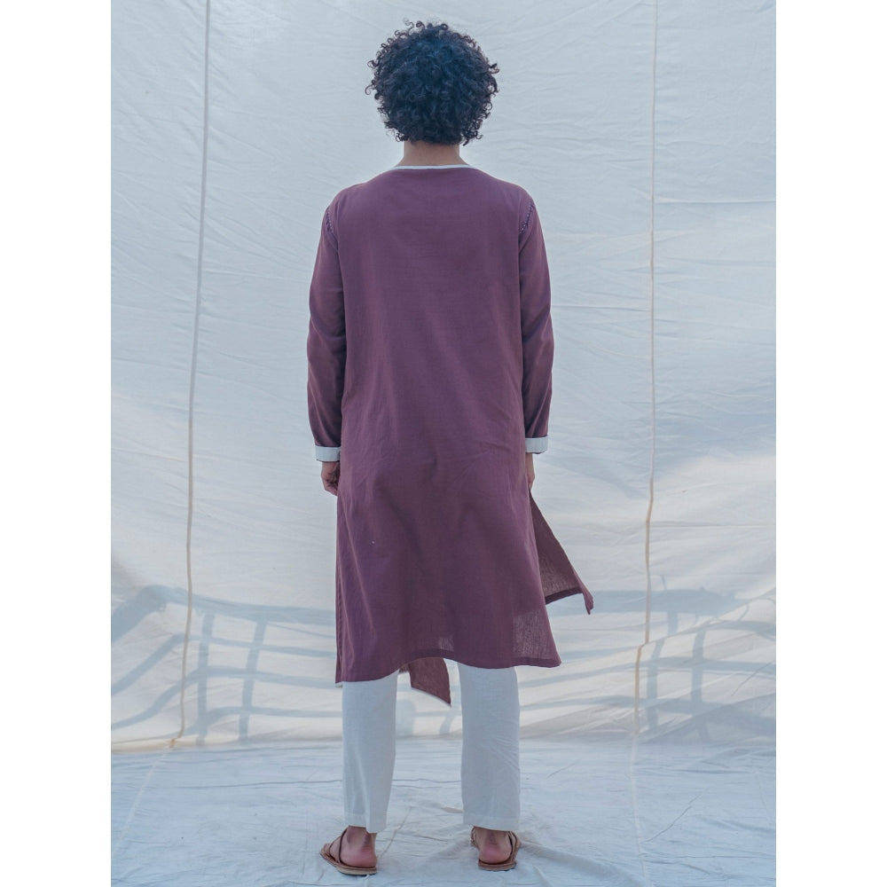 Bohame Cotton X Linen Brown Kurta With Pajama (Set of 2)