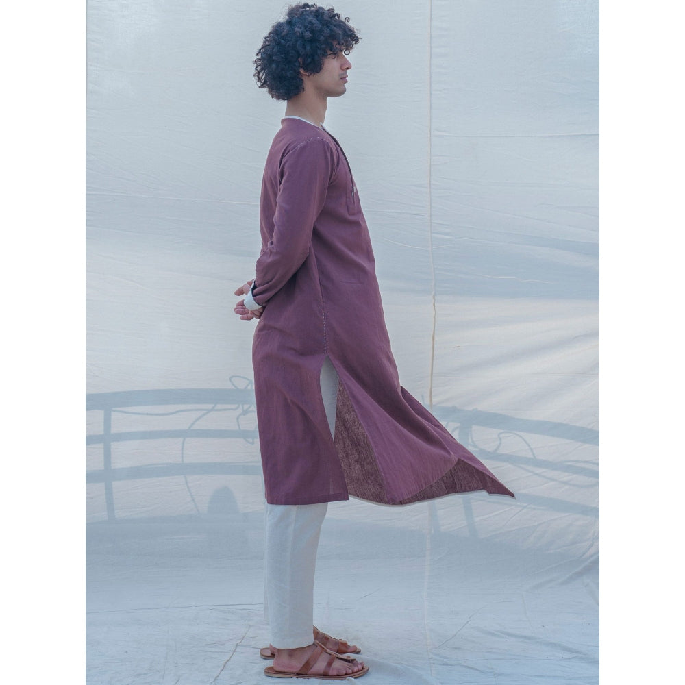 Bohame Cotton X Linen Brown Kurta With Pajama (Set of 2)