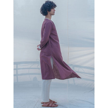 Bohame Cotton X Linen Brown Kurta With Pajama (Set of 2)