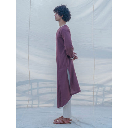 Bohame Cotton X Linen Brown Kurta With Pajama (Set of 2)