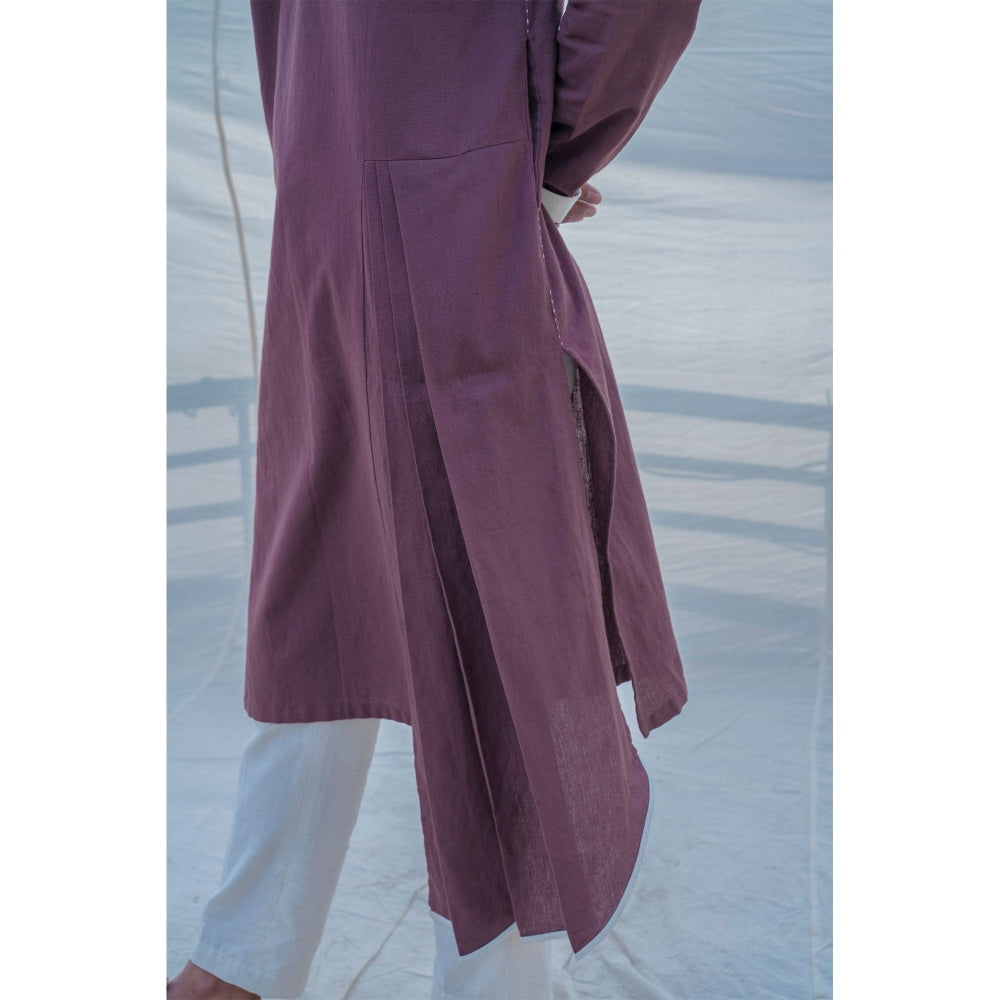 Bohame Cotton X Linen Brown Kurta With Pajama (Set of 2)