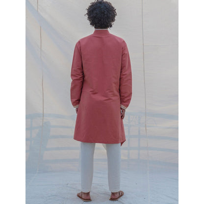 Bohame Cotton X Linen Coral & Mean Kurta With Pajama (Set of 2)