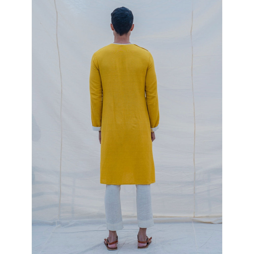 Bohame Cotton X Linen Indisputably Yellow Kurta With Pajama (Set of 2)