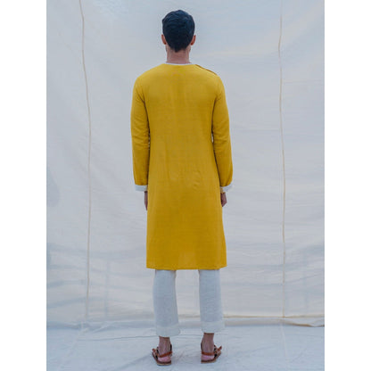 Bohame Cotton X Linen Indisputably Yellow Kurta With Pajama (Set of 2)