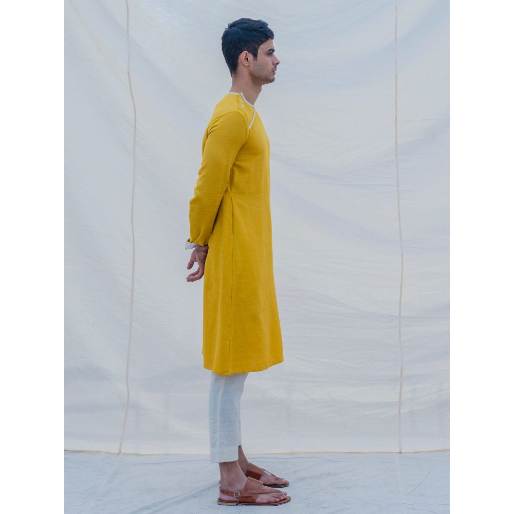 Bohame Cotton X Linen Indisputably Yellow Kurta With Pajama (Set of 2)