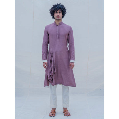 Bohame Cotton X Rayon Mauve Kurta With Pajama (Set of 2)
