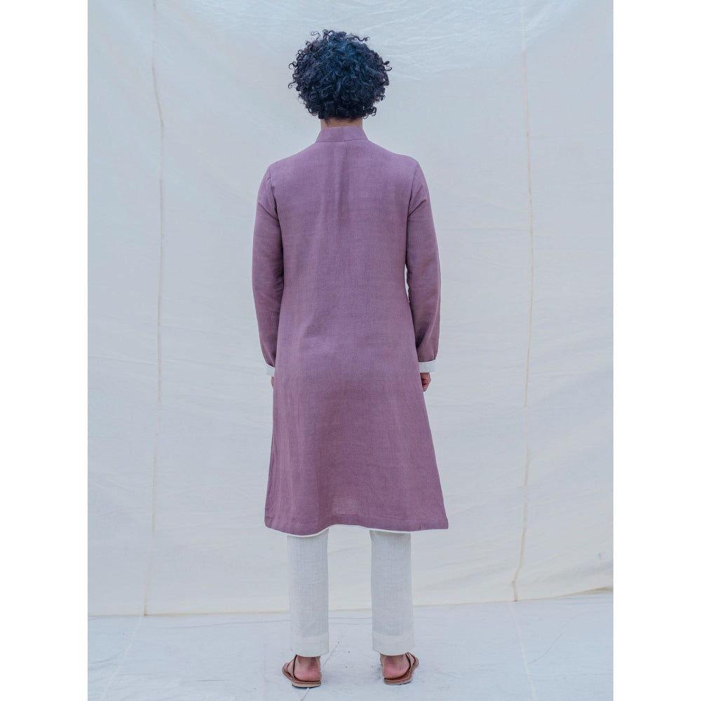 Bohame Cotton X Rayon Mauve Kurta With Pajama (Set of 2)