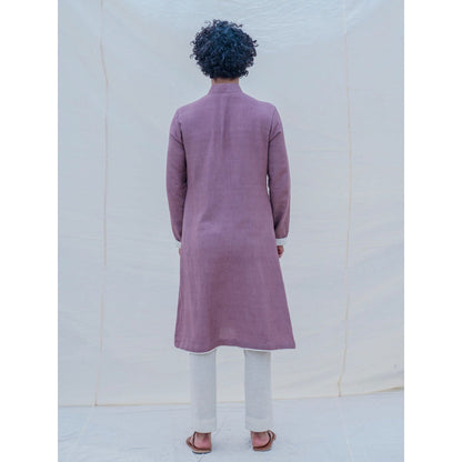 Bohame Cotton X Rayon Mauve Kurta With Pajama (Set of 2)