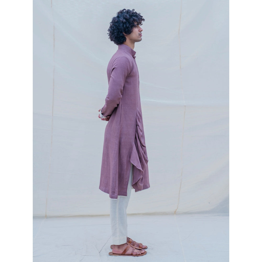 Bohame Cotton X Rayon Mauve Kurta With Pajama (Set of 2)