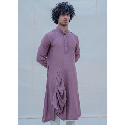 Bohame Cotton X Rayon Mauve Kurta With Pajama (Set of 2)