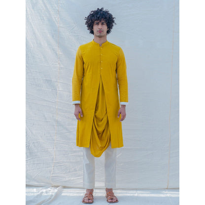 Bohame Cotton X Rayon Indisputably Yellow Kurta With Pajama (Set of 2)