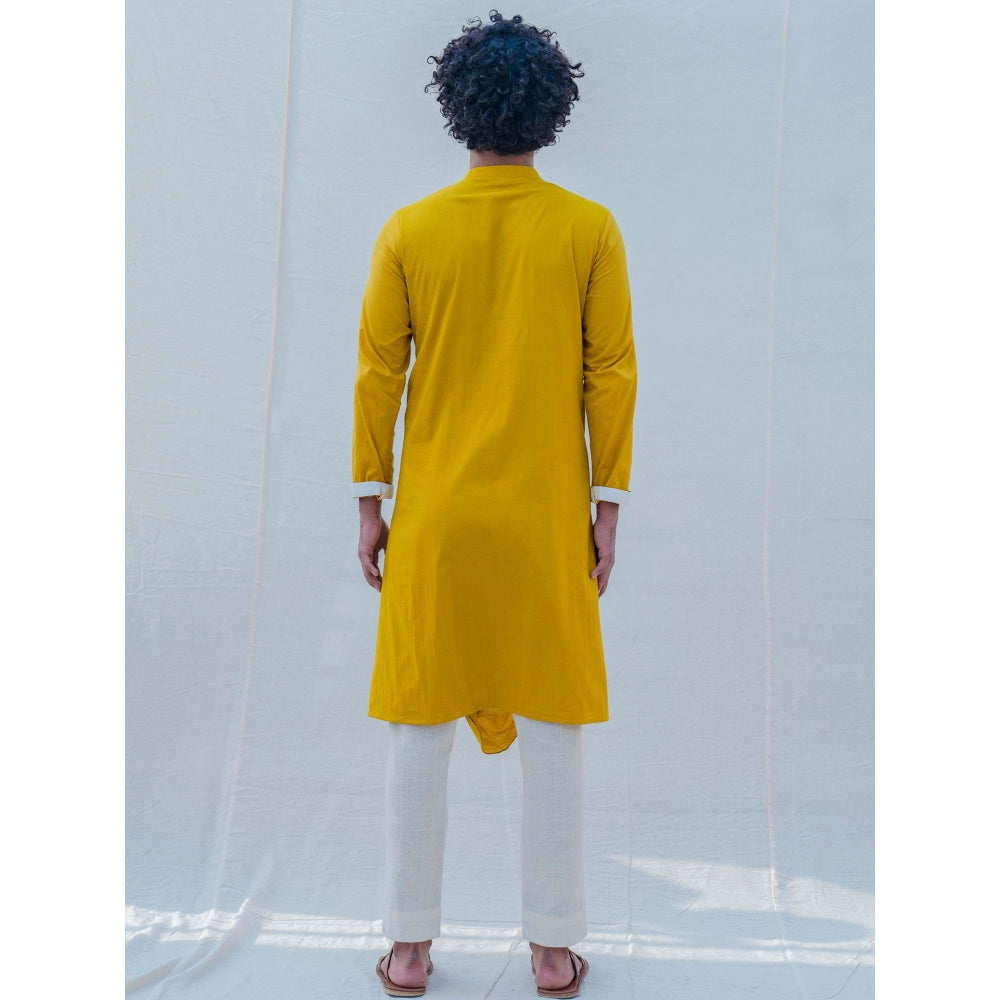 Bohame Cotton X Rayon Indisputably Yellow Kurta With Pajama (Set of 2)