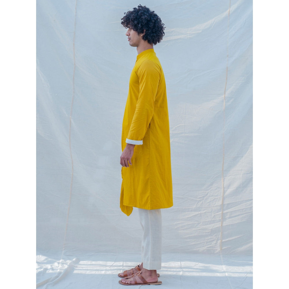 Bohame Cotton X Rayon Indisputably Yellow Kurta With Pajama (Set of 2)
