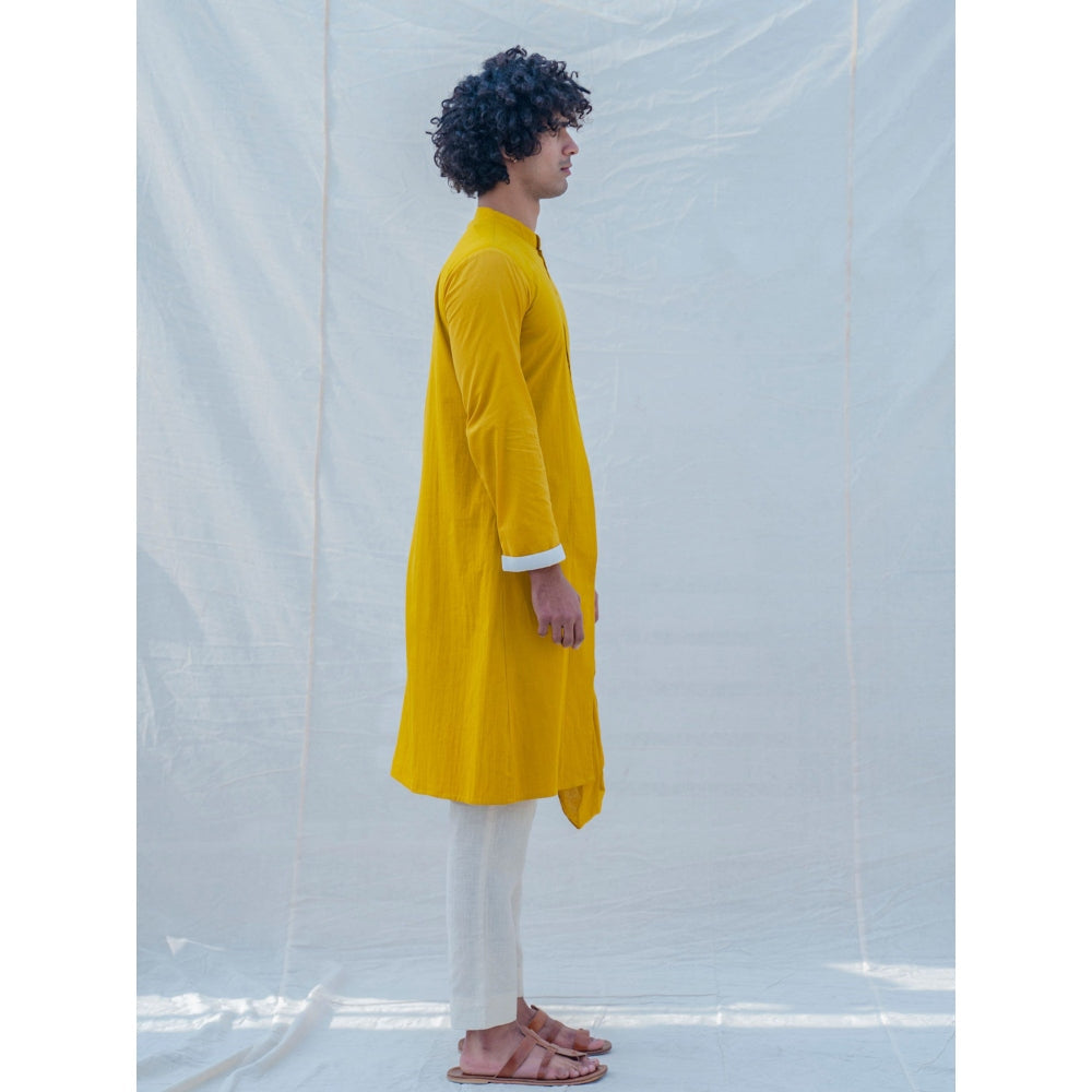 Bohame Cotton X Rayon Indisputably Yellow Kurta With Pajama (Set of 2)