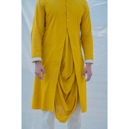 Bohame Cotton X Rayon Indisputably Yellow Kurta With Pajama (Set of 2)