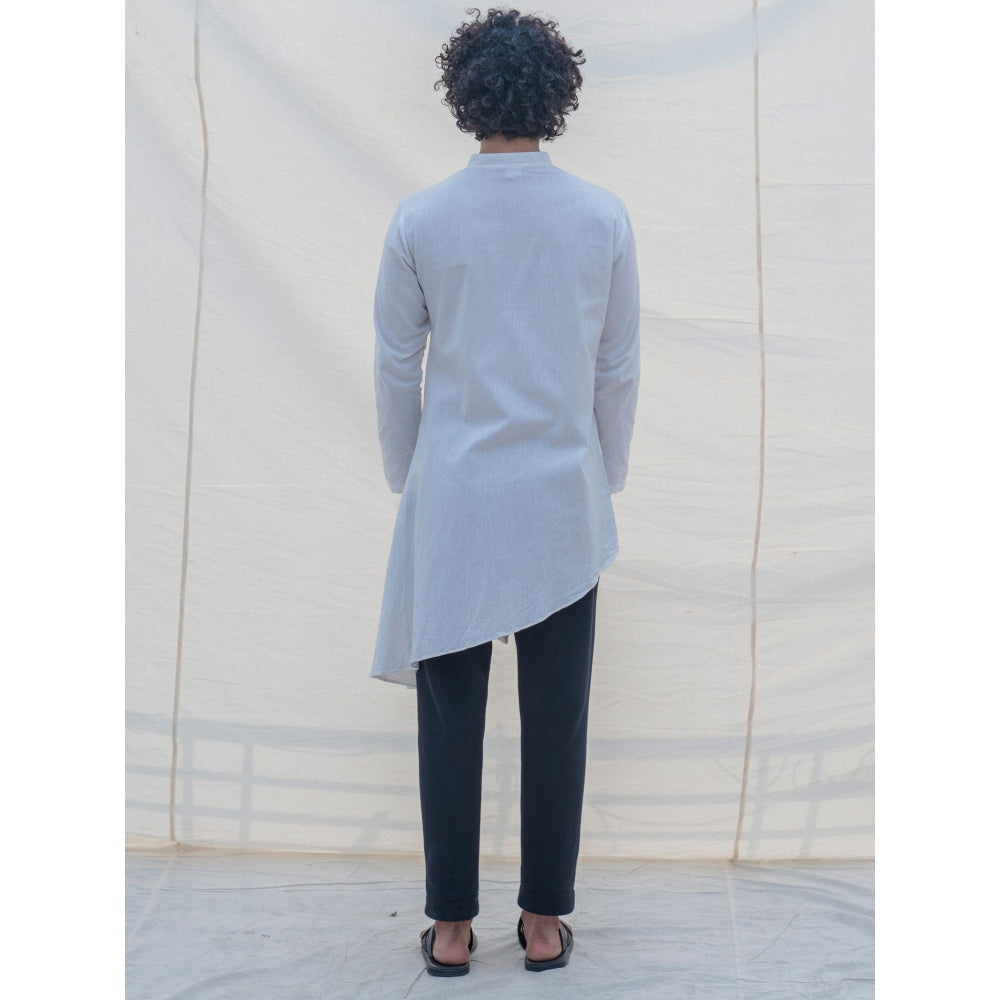 Bohame Kurta And Pajama White W/ Box Pleates (Set of 2)