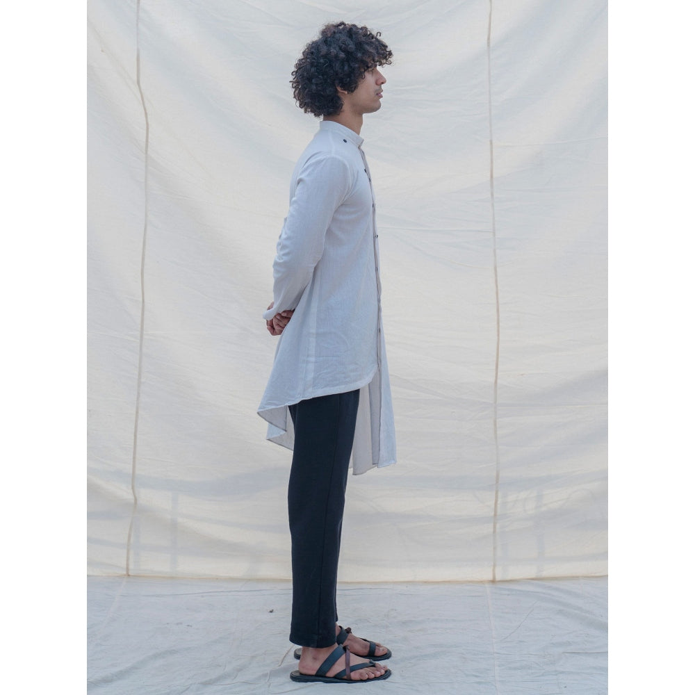 Bohame Kurta And Pajama White W/ Box Pleates (Set of 2)