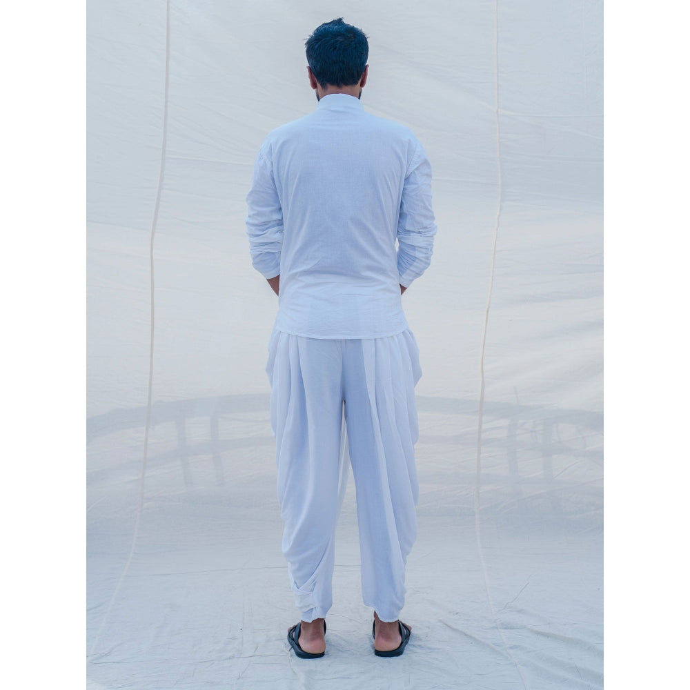 Bohame White & Divine Cotton Kurta With Pajama (Set of 2)
