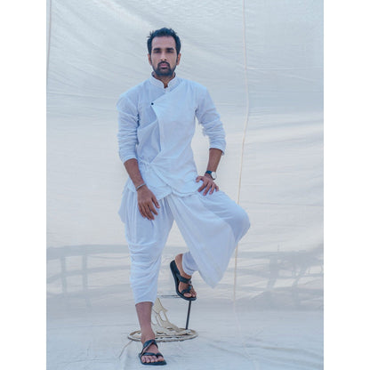 Bohame White & Divine Cotton Kurta With Pajama (Set of 2)