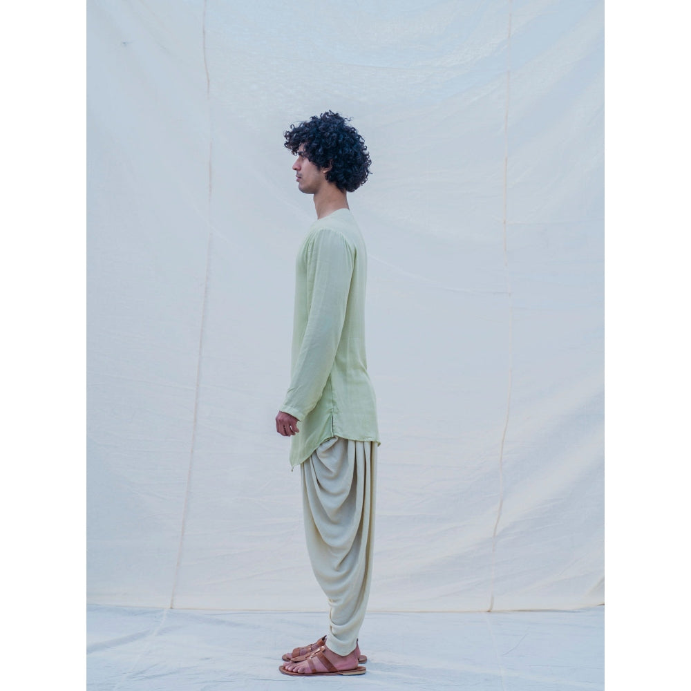 Bohame Cotton X Rayon Pista Angrakha Kurta And Pajama (Set of 2)