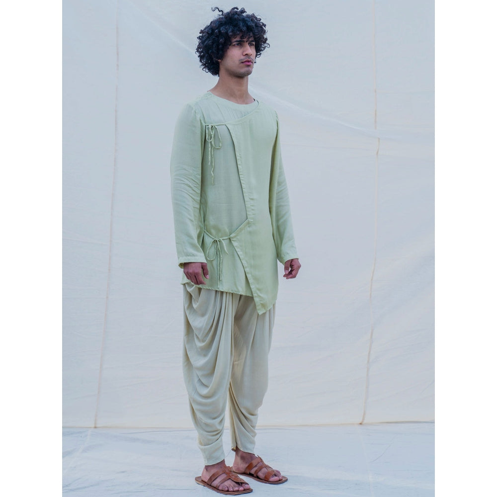 Bohame Cotton X Rayon Pista Angrakha Kurta And Pajama (Set of 2)