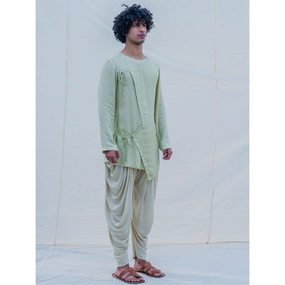 Bohame Cotton X Rayon Pista Angrakha Kurta And Pajama (Set of 2)