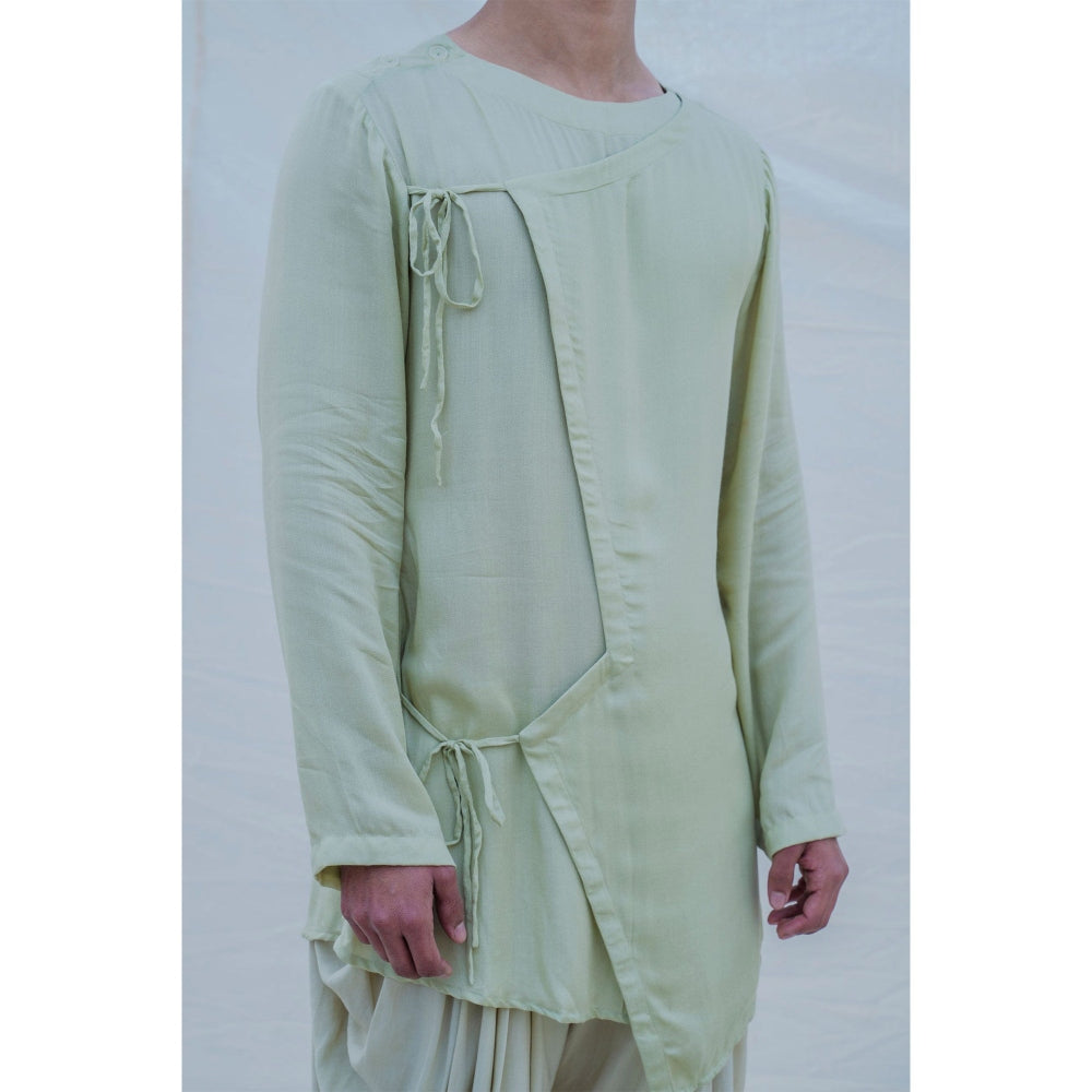 Bohame Cotton X Rayon Pista Angrakha Kurta And Pajama (Set of 2)