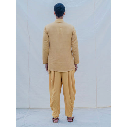 Bohame Beige Gold Kurta With Pajama (Set of 2)