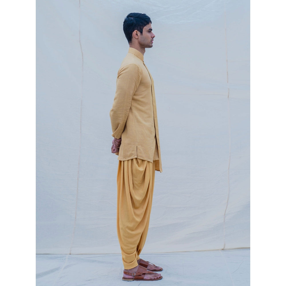 Bohame Beige Gold Kurta With Pajama (Set of 2)