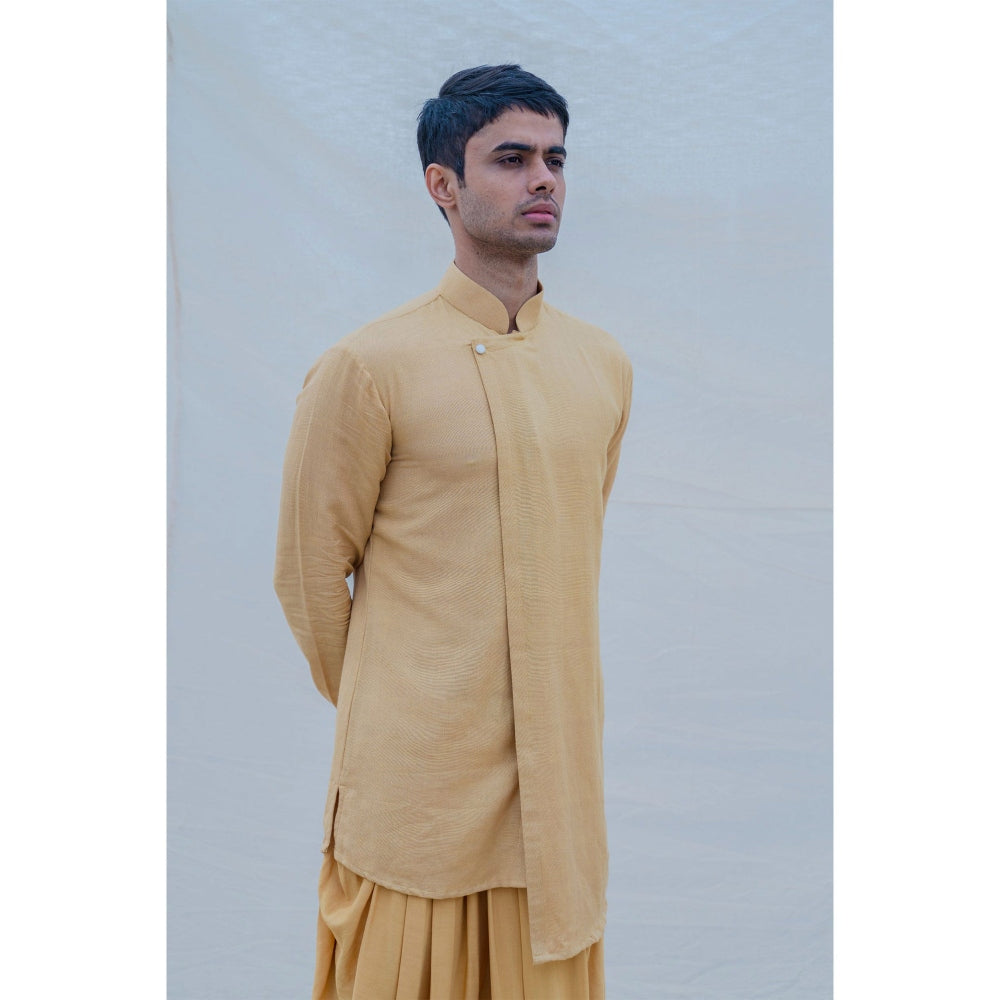 Bohame Beige Gold Kurta With Pajama (Set of 2)