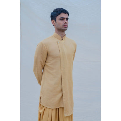 Bohame Beige Gold Kurta With Pajama (Set of 2)