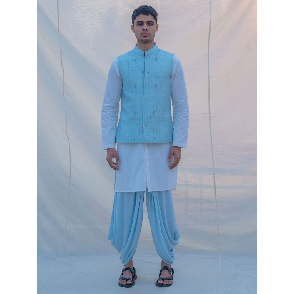 Bohame Aqua Waist Coat And Pajama (Set of 2)