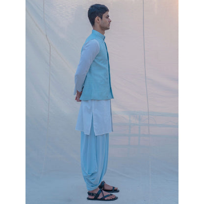 Bohame Aqua Waist Coat And Pajama (Set of 2)