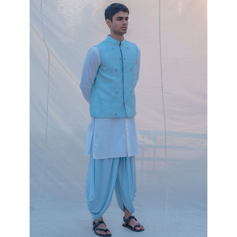 Bohame Aqua Waist Coat And Pajama (Set of 2)