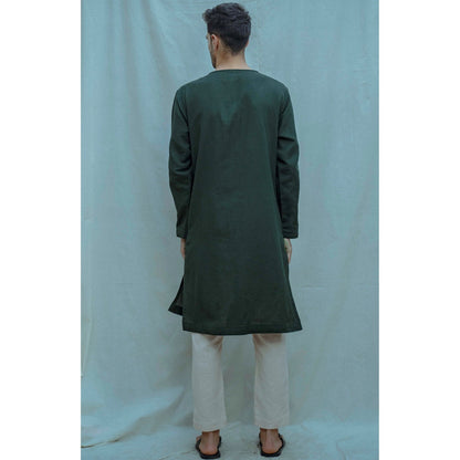 Bohame Cotton X Linen Surprise Panel Kurta With Pajama (Set of 2)