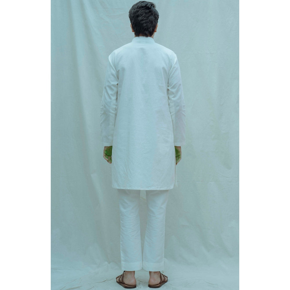 Bohame Angrakha Kurta With Pajama In White (Set of 2)