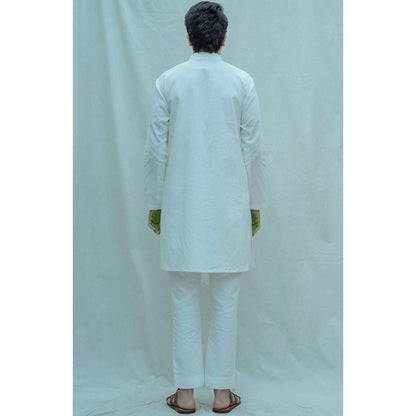 Bohame Angrakha Kurta With Pajama In White (Set of 2)