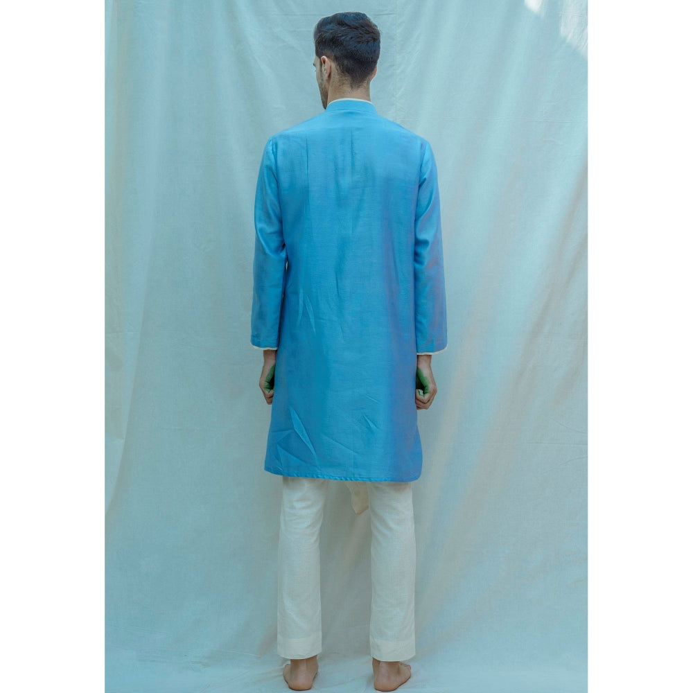 Bohame Overlapped Panel Kurta With Pajama In Chanderi Silk (Set of 2)