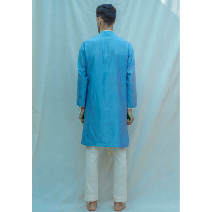 Bohame Overlapped Panel Kurta With Pajama In Chanderi Silk (Set of 2)