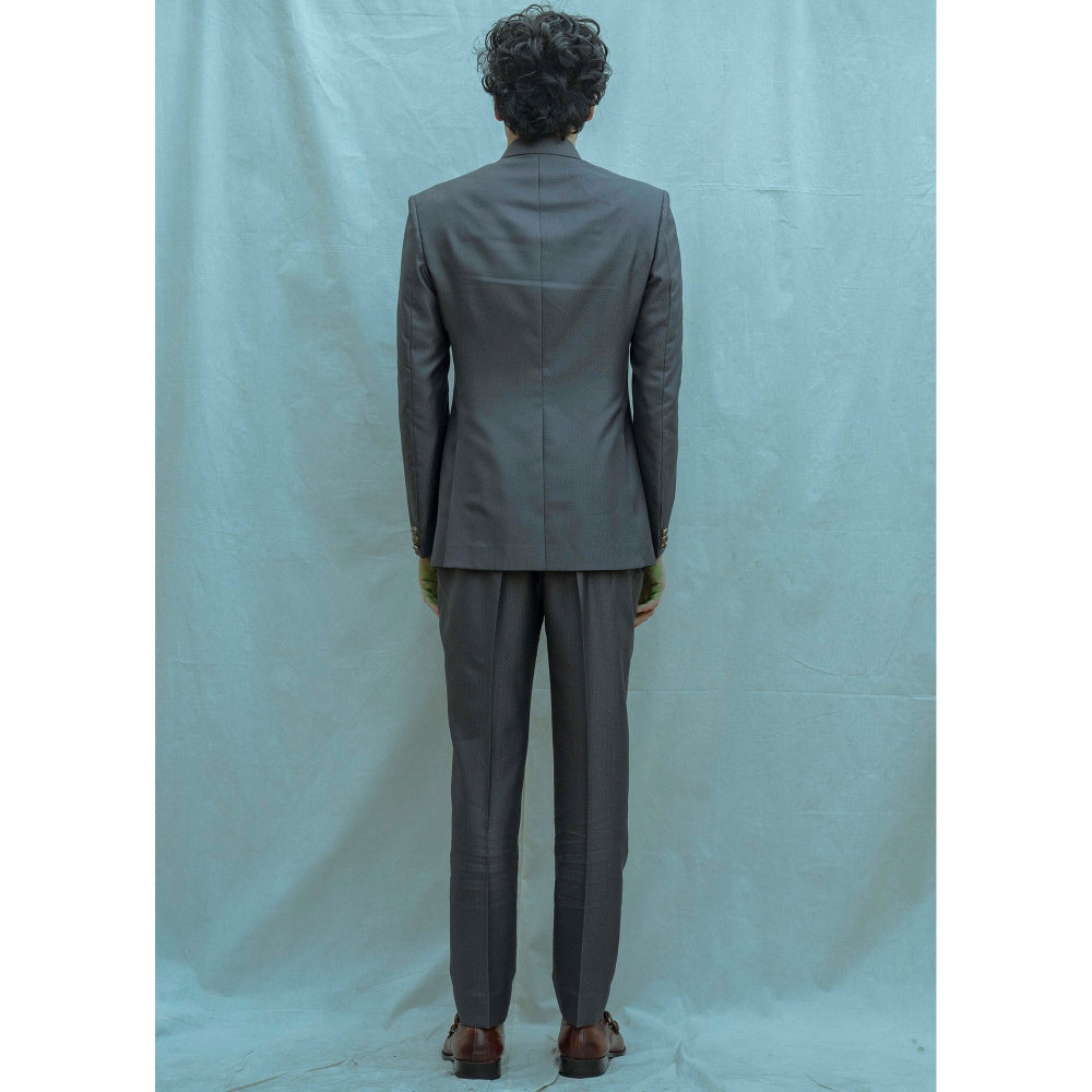 Bohame Grey Classic Bandgala Kurta And Pajama (Set of 2)