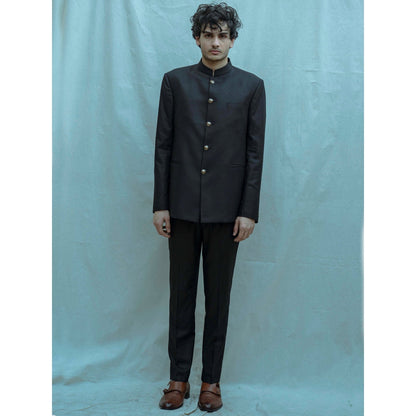 Bohame Black Classic Bandgala Kurta And Pajama (Set of 2)