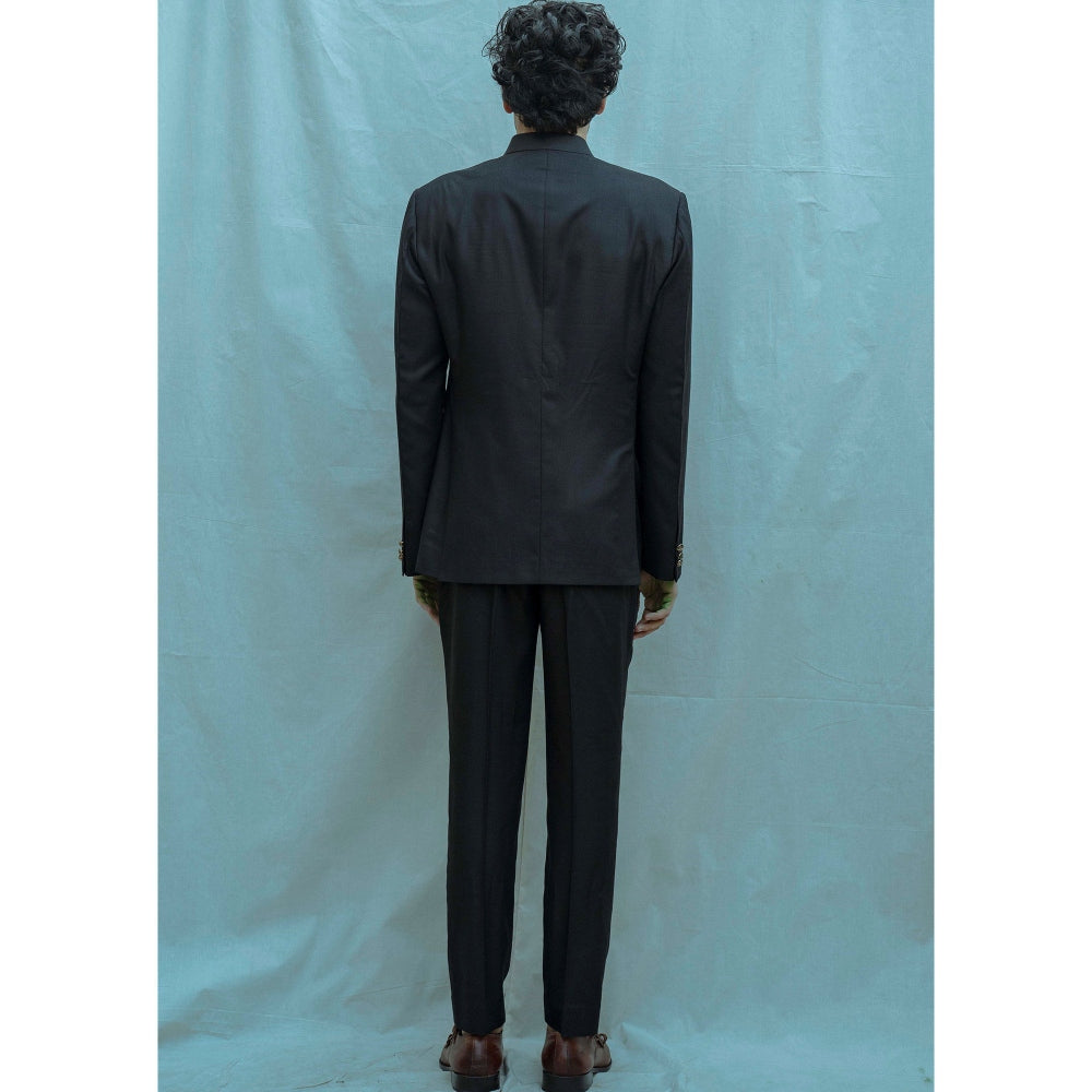 Bohame Black Classic Bandgala Kurta And Pajama (Set of 2)