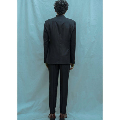 Bohame Black Classic Bandgala Kurta And Pajama (Set of 2)