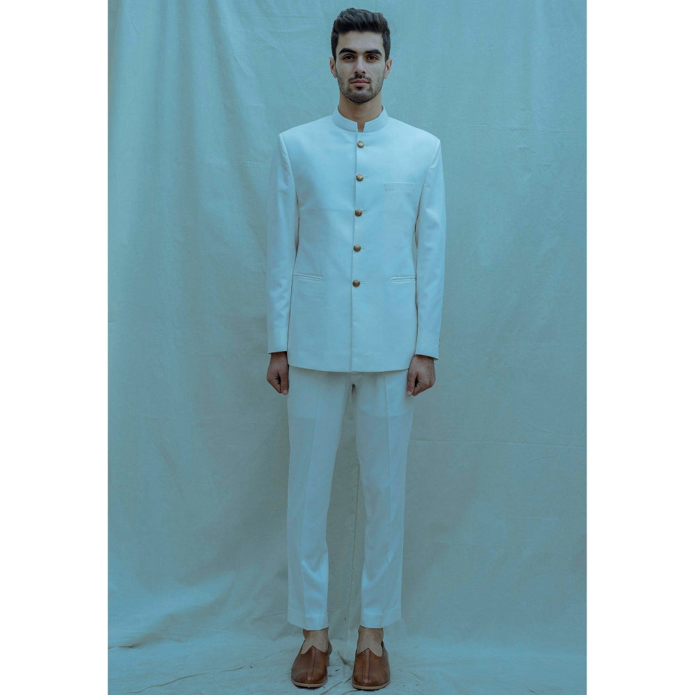 Bohame Classis Bandgala Kurta And Pajama In Off White (Set of 2)