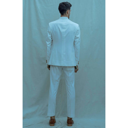 Bohame Classis Bandgala Kurta And Pajama In Off White (Set of 2)