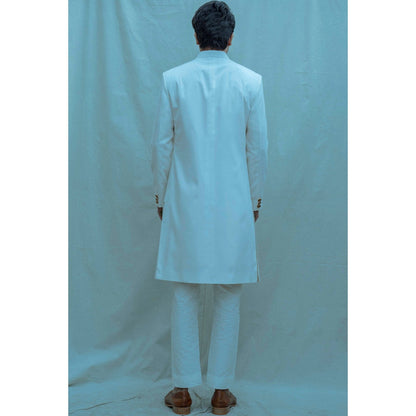 Bohame Classic Achkan Kurta And Pajama In Off White (Set of 2)