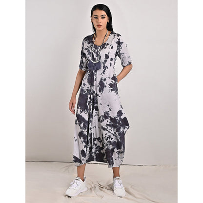 Bohame Emma Two- Way Tie Dye Dress Cum Jumpsuit with Neckpiece (Set of 2)