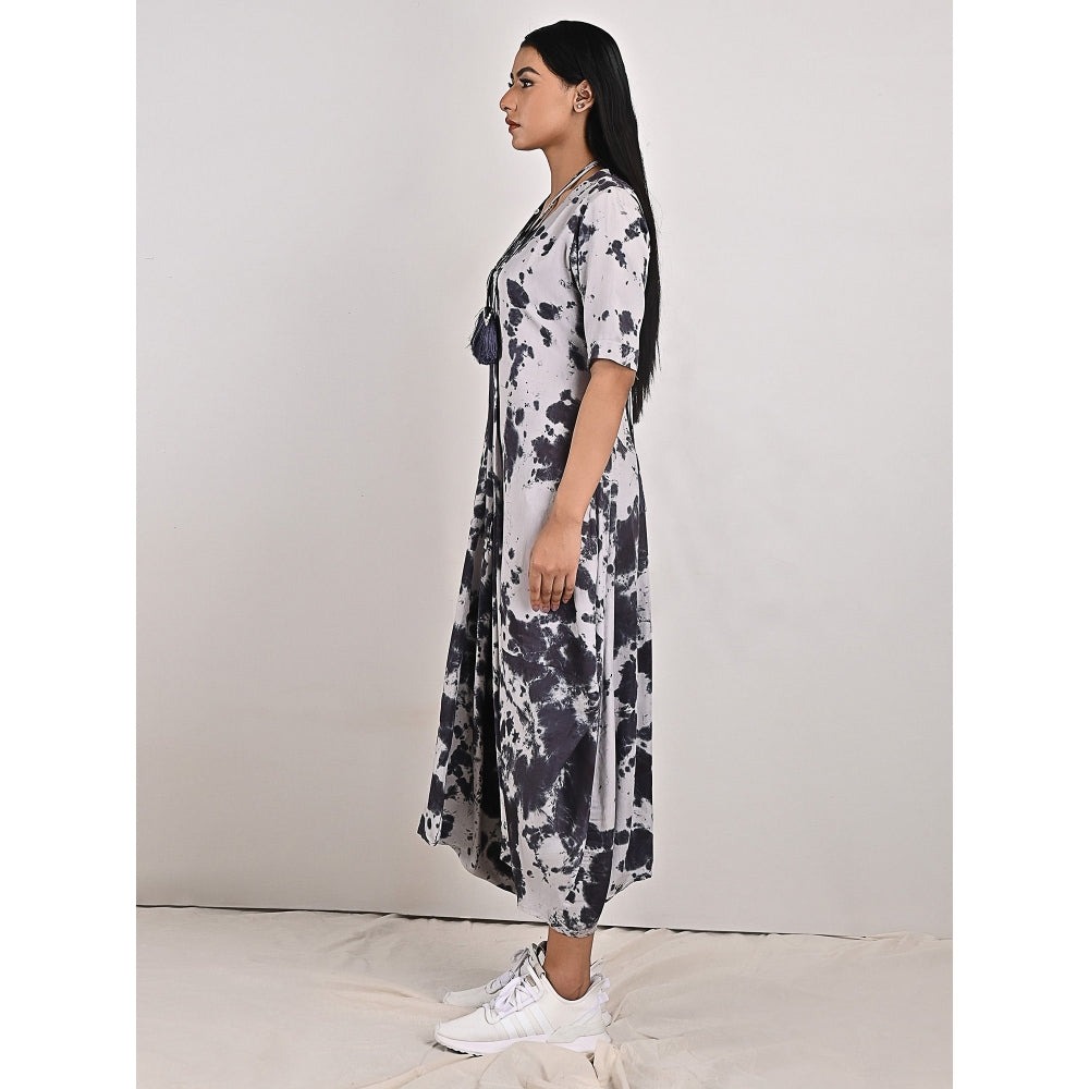 Bohame Emma Two- Way Tie Dye Dress Cum Jumpsuit with Neckpiece (Set of 2)