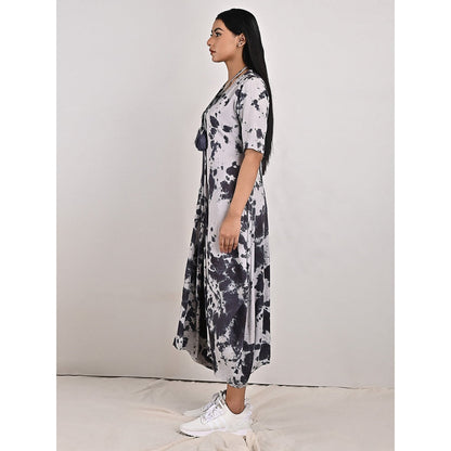 Bohame Emma Two- Way Tie Dye Dress Cum Jumpsuit with Neckpiece (Set of 2)